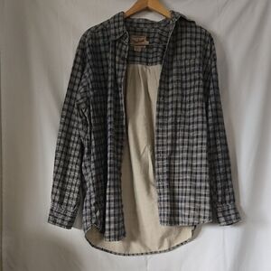 Woolrich Mens Button Down Rugged Outwear Size Large Blue Beige